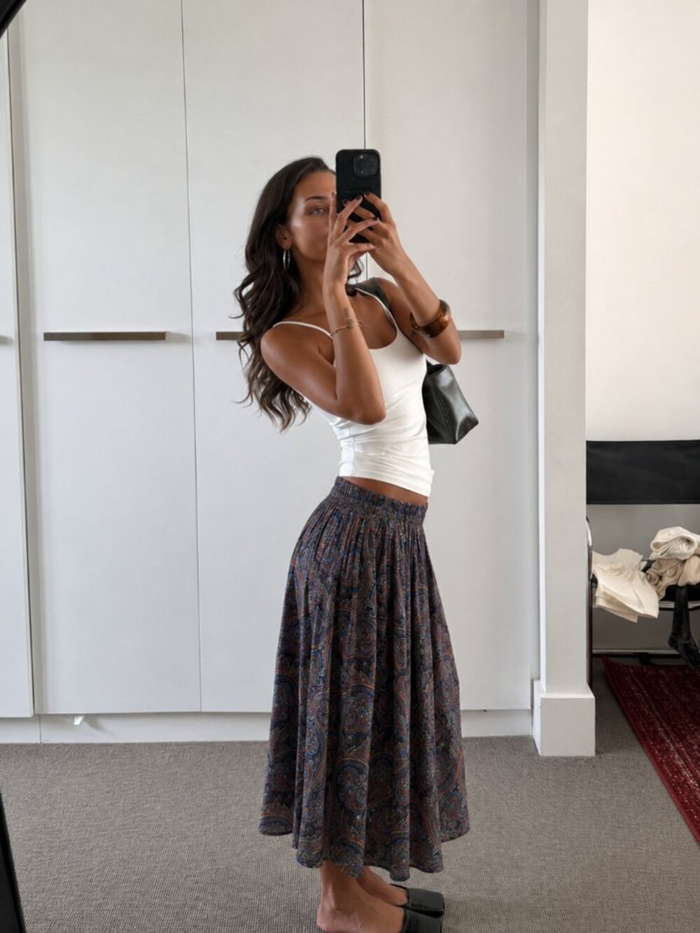 Handmade Paisley Midi Skirt Size Medium Pleated Vintage (k)